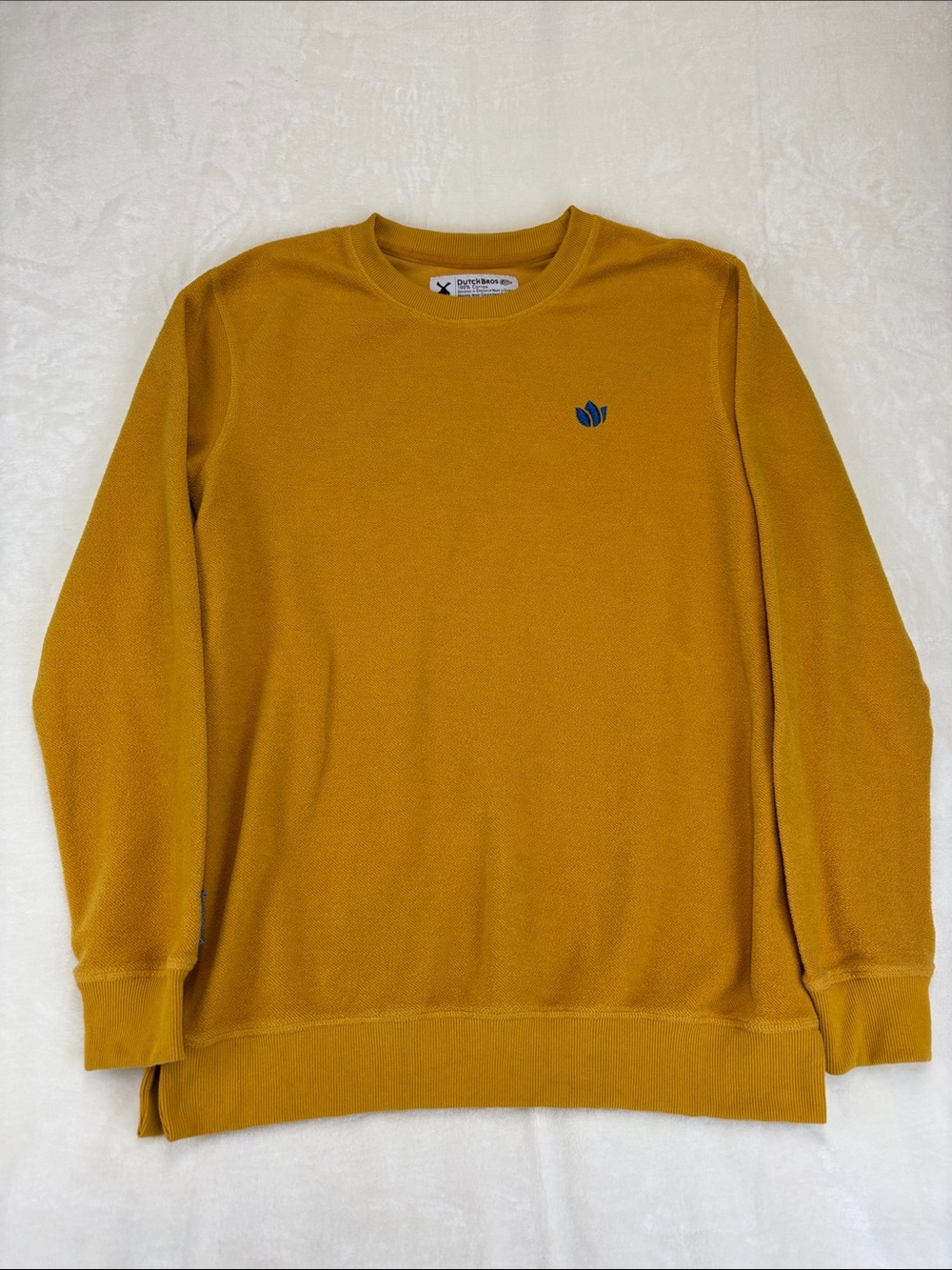 DUTCH BROS Crewneck Cotton Sweatshirt Mustard Yellow Size Medium